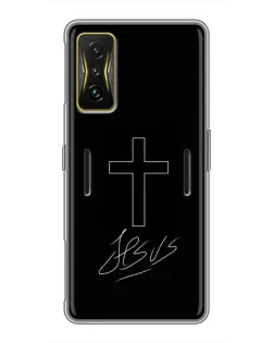 Чехол для Xiaomi POCO F4 GT с картинкой «Графический крест Jesus»