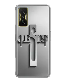 Чехол для Xiaomi POCO F4 GT с картинкой «Металлический крест Jesus»
