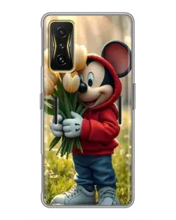 Чехол для Xiaomi POCO F4 GT с картинкой «Микки с тюльпанами»