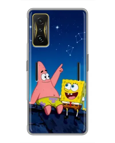 Чохол для Xiaomi POCO F4 GT з картинкою «Губка Боб та Патрік вночі»