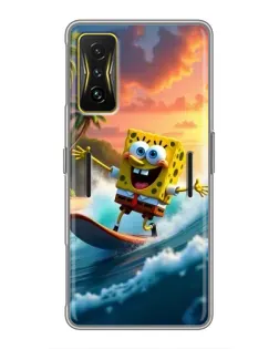 Чохол для Xiaomi POCO F4 GT з картинкою «Губка Боб серфінгіст»