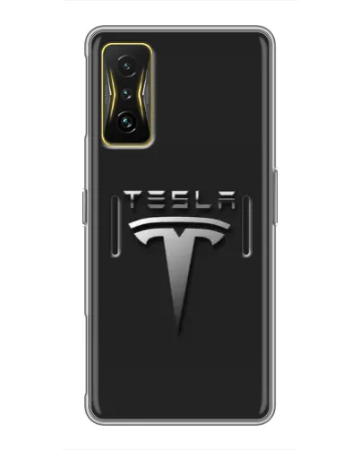 Чехол для Xiaomi POCO F4 GT с картинкой «Стальной логотип Tesla»