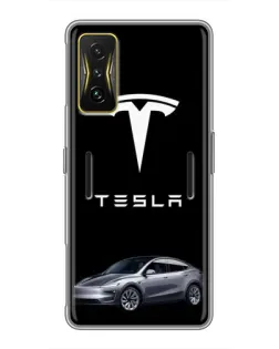 Чехол для Xiaomi POCO F4 GT с картинкой «Tesla Model Y»