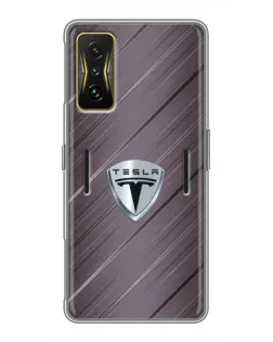 Чехол для Xiaomi POCO F4 GT с картинкой «Металлическая текстура Tesla»