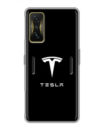 Чехол для Xiaomi POCO F4 GT с картинкой «Tesla White Logo»