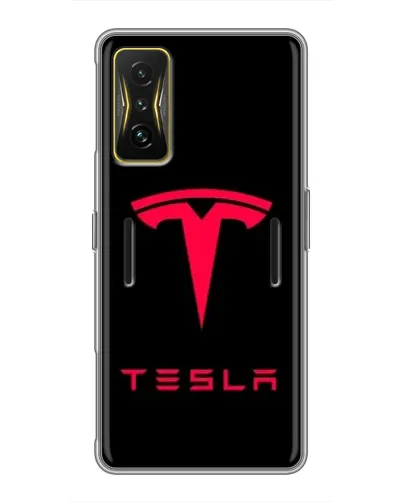 Чехол для Xiaomi POCO F4 GT с картинкой «Tesla Red Logo»