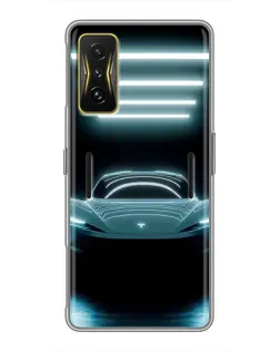 Чехол для Xiaomi POCO F4 GT с картинкой «Tesla в неоне»