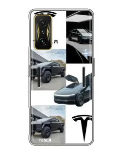 Чехол для Xiaomi POCO F4 GT с картинкой «Коллаж Cybertruck Tesla»