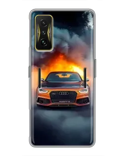 Чохол для Xiaomi POCO F4 GT з картинкою «Audi у вогняному диму»