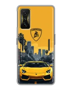 Чохол для Xiaomi POCO F4 GT з картинкою «Жовтий Lamborghini місто»