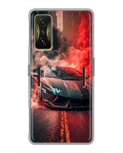 Чохол для Xiaomi POCO F4 GT з картинкою «Lamborghini червоний дим»