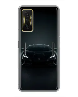 Чохол для Xiaomi POCO F4 GT з картинкою «Чорний Lamborghini Aventador»