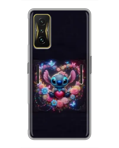 Чехол для Xiaomi POCO F4 GT с картинкой «Stitch в цветах»