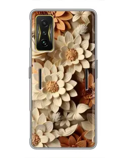 Чохол для Xiaomi POCO F4 GT з картинкою «Бежевий флористичний декор»