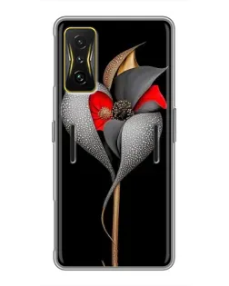 Чехол для Xiaomi POCO F4 GT с картинкой «Серебряный фантазийный цветок»