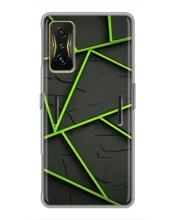 Чохол для Xiaomi POCO F4 GT з картинкою «Зелені геометричні лінії»