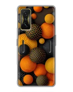 Чохол для Xiaomi POCO F4 GT з картинкою «Об'ємні помаранчеві сфери»