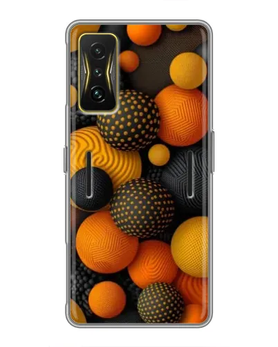 Чохол для Xiaomi POCO F4 GT з картинкою «Об'ємні помаранчеві сфери»
