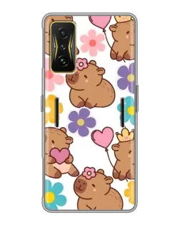 Чохол для Xiaomi POCO F4 GT з картинкою «Квітковий паттерн капібар»