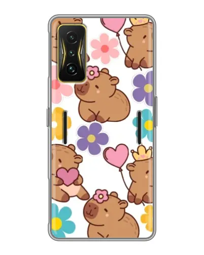 Чохол для Xiaomi POCO F4 GT з картинкою «Квітковий паттерн капібар»