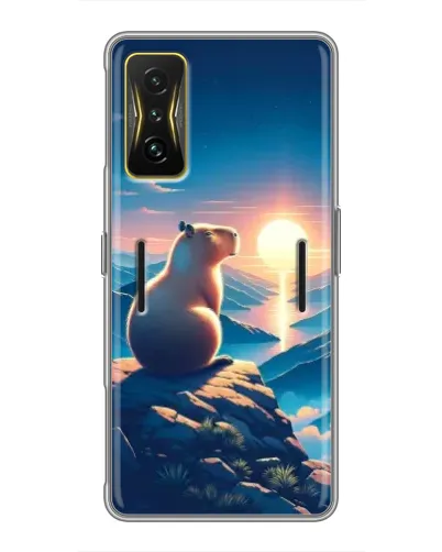 Чохол для Xiaomi POCO F4 GT з картинкою «Захід сонця з капібарою»