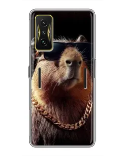Чохол для Xiaomi POCO F4 GT з картинкою «Капібара золотий ланцюг»