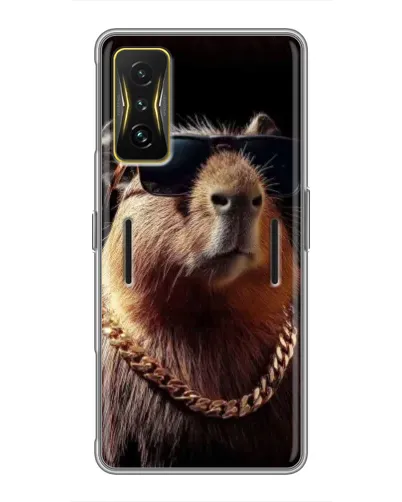 Чохол для Xiaomi POCO F4 GT з картинкою «Капібара золотий ланцюг»