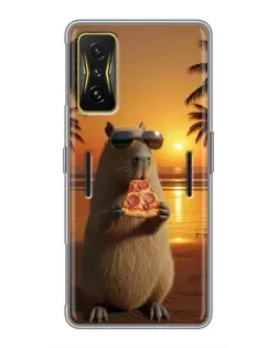 Чохол для Xiaomi POCO F4 GT з картинкою «Капібара з піцою»