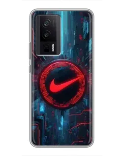 Чехол для Xiaomi POCO F5 Pro с картинкой «Техногенный стиль Nike»