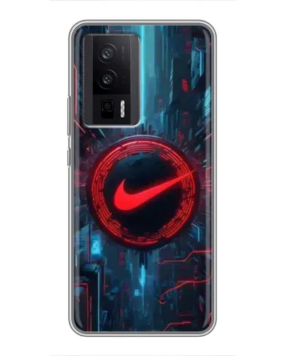 Чехол для Xiaomi POCO F5 Pro с картинкой «Техногенный стиль Nike»