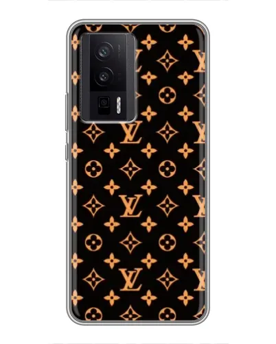 Чехол для Xiaomi POCO F5 Pro с картинкой «Золотая монограмма LV»