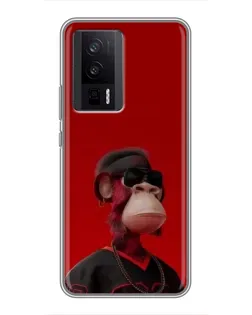 Чехол для Xiaomi POCO F5 Pro с картинкой «Bored Ape в красном»