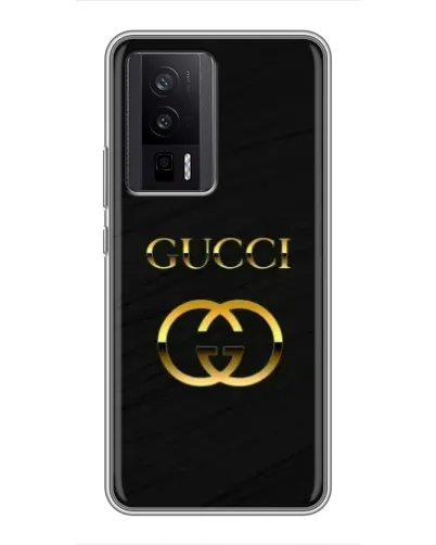 Чехол для Xiaomi POCO F5 Pro с картинкой «Золотой логотип Gucci»