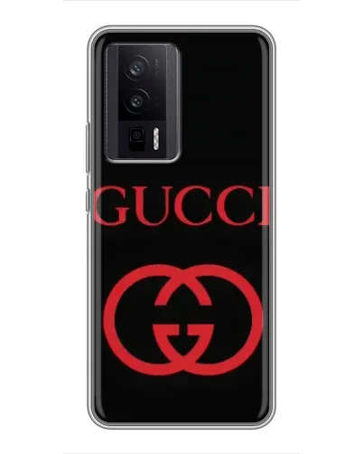 Чехол для Xiaomi POCO F5 Pro с картинкой «Gucci — красный логотип»