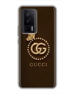 Чехол для Xiaomi POCO F5 Pro с картинкой «Gucci — золотая бабочка»