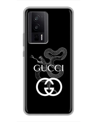 Чехол для Xiaomi POCO F5 Pro с картинкой «Gucci — серебряная змея»