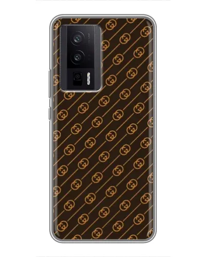 Чехол для Xiaomi POCO F5 Pro с картинкой «Gucci — золотые диагонали»