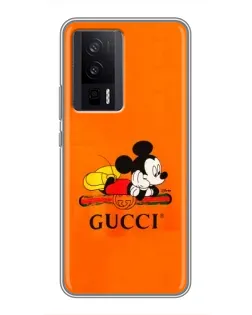 Чохол для Xiaomi POCO F5 Pro з картинкою «Міккі Маус Gucci — помаранч»
