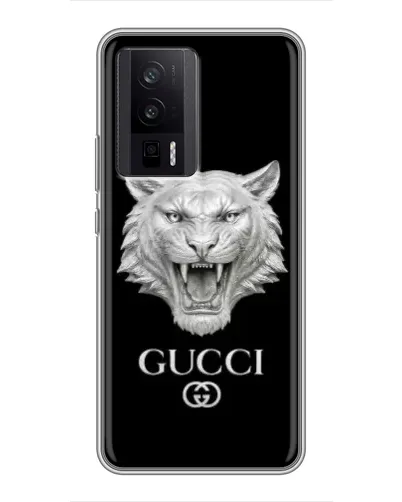 Чехол для Xiaomi POCO F5 Pro с картинкой «Gucci — серебряный лев» Чехол для Xiaomi POCO F5 Pro с картинкой «Gucci — серебряный лев»