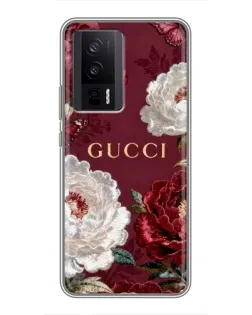 Чохол для Xiaomi POCO F5 Pro з картинкою «Gucci — бордові троянди»