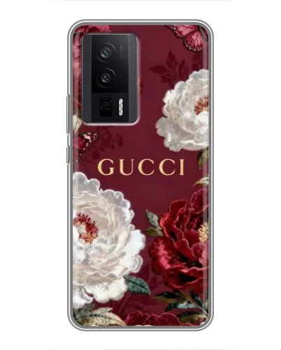 Чехол для Xiaomi POCO F5 Pro с картинкой «Gucci — бордовые розы» Чехол для Xiaomi POCO F5 Pro с картинкой «Gucci — бордовые розы»