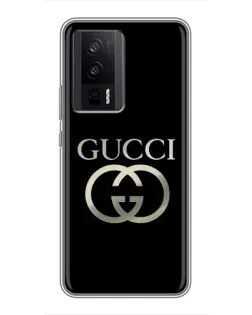Чохол для Xiaomi POCO F5 Pro з картинкою «Gucci — золото на чорному»