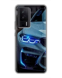Чехол для Xiaomi POCO F5 Pro с картинкой «Взгляд BMW с синими фарами»