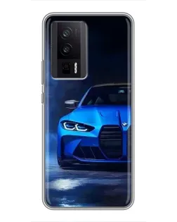 Чехол для Xiaomi POCO F5 Pro с картинкой «Голубая BMW M4»