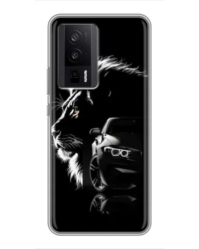 Чехол для Xiaomi POCO F5 Pro с картинкой «BMW и лев»