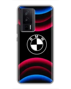 Чехол для Xiaomi POCO F5 Pro с картинкой «Логотип BMW и неоновые дуги»