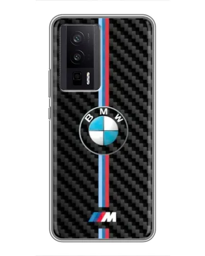 Чехол для Xiaomi POCO F5 Pro с картинкой «Эмблема BMW и карбон»
