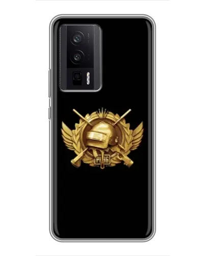 Чехол для Xiaomi POCO F5 Pro с картинкой «PUBG — оранжевый градиент»