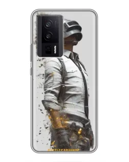 Чехол для Xiaomi POCO F5 Pro с картинкой «PUBG — боец в пыли»