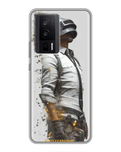 Чехол для Xiaomi POCO F5 Pro с картинкой «PUBG — боец в пыли»